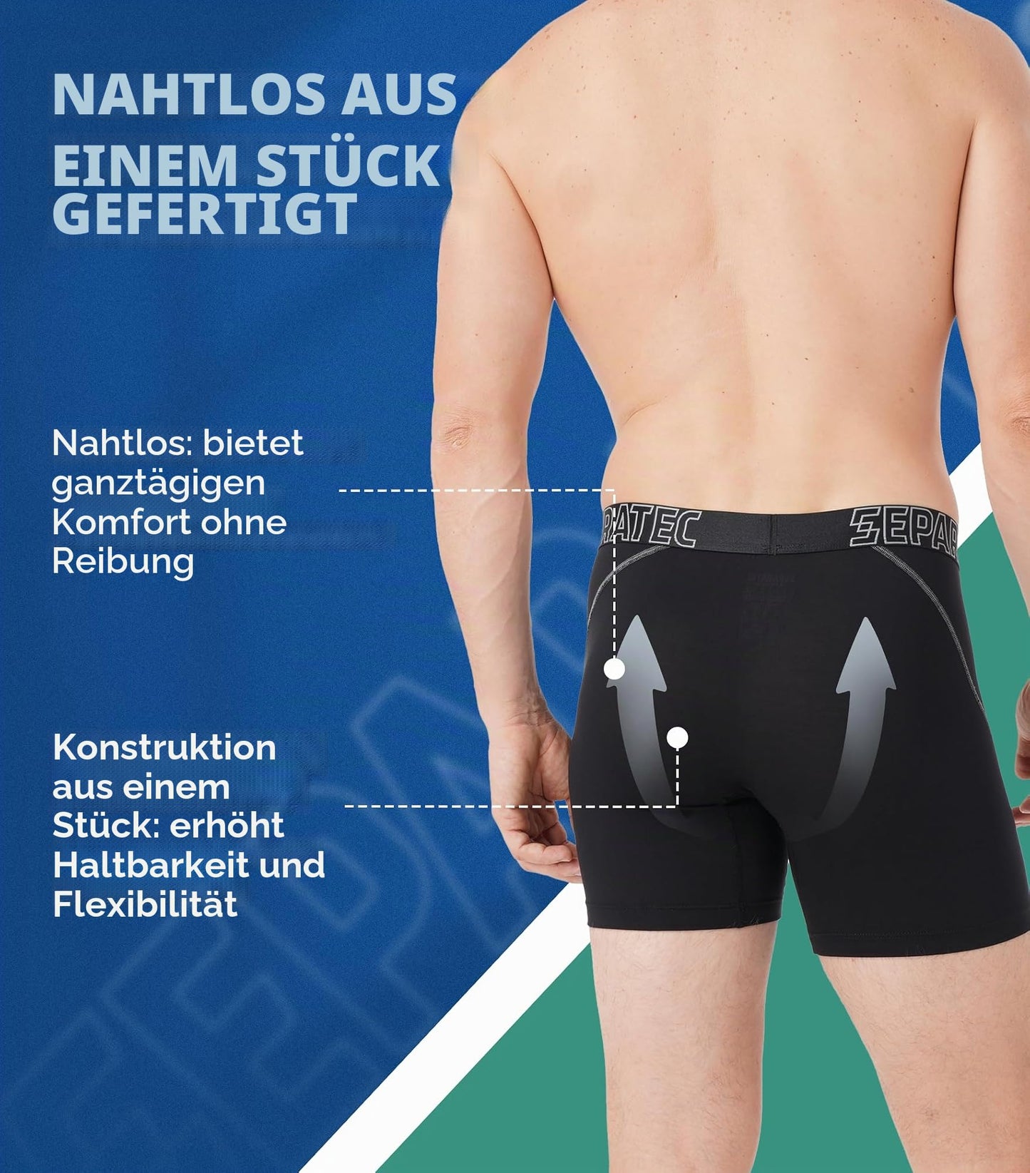 Boxershorts Herren Separate Doppelbeutel der 8. Generation Unterwäsche Rayon Bambus Atmungsaktive Kühlung Seidig weiche Dynamisches Liniendesign Unterhosen Männer 3er-Pack