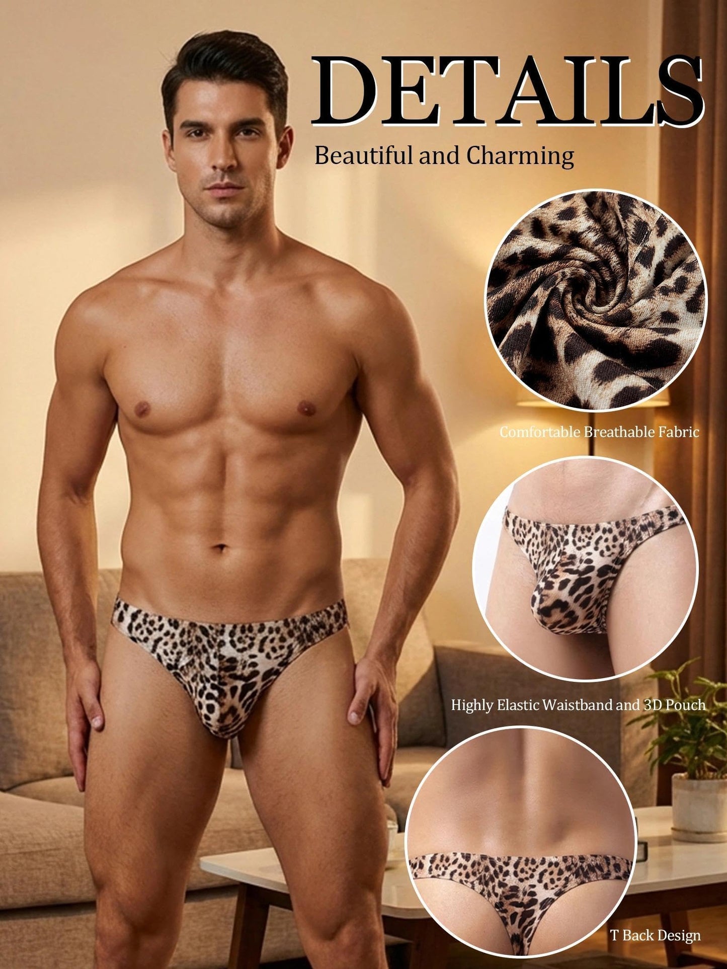 Herren String Sexy Tanga Leopard G-String