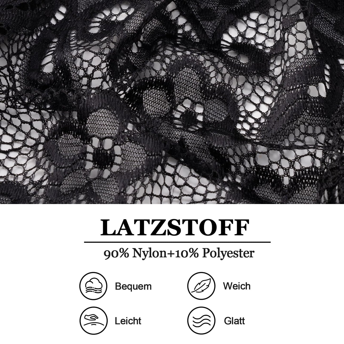 Herren Lace Spitze Strampler Sexy Mesh Tulle Badeanzug Sissy Tanga Strampler Kleid (Schwarz)