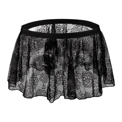 FakeFace Herren Sexy Sissy Höschen Knickers Spitzen-Slip Minirock, Erotisch Unterhosen, Crossdresser Tanga Unterwäsche für Nachtclub, Cosplay & Erotische Dessous, Reizwäsche für Männer