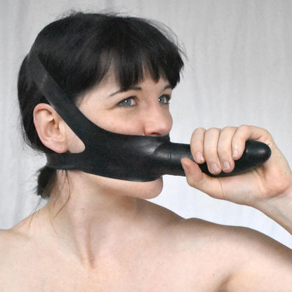 BDSM Mundknebel mit Dildo, Dildo Gag & Latex Knebel Maske