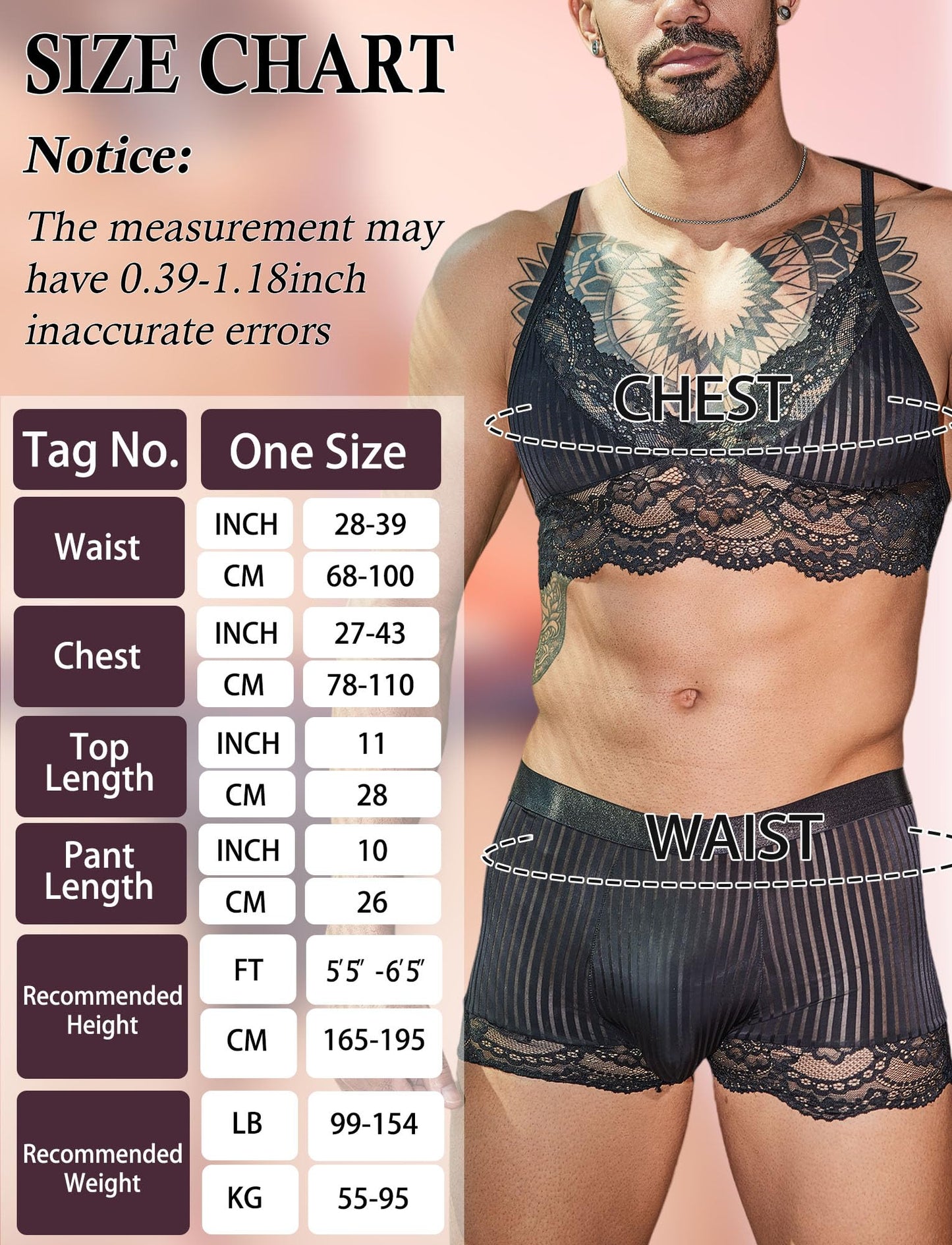 Männer Schwarz Crossdressing Dessous-Set Spitzen-BH Unterwäsche Set 2-Teilig