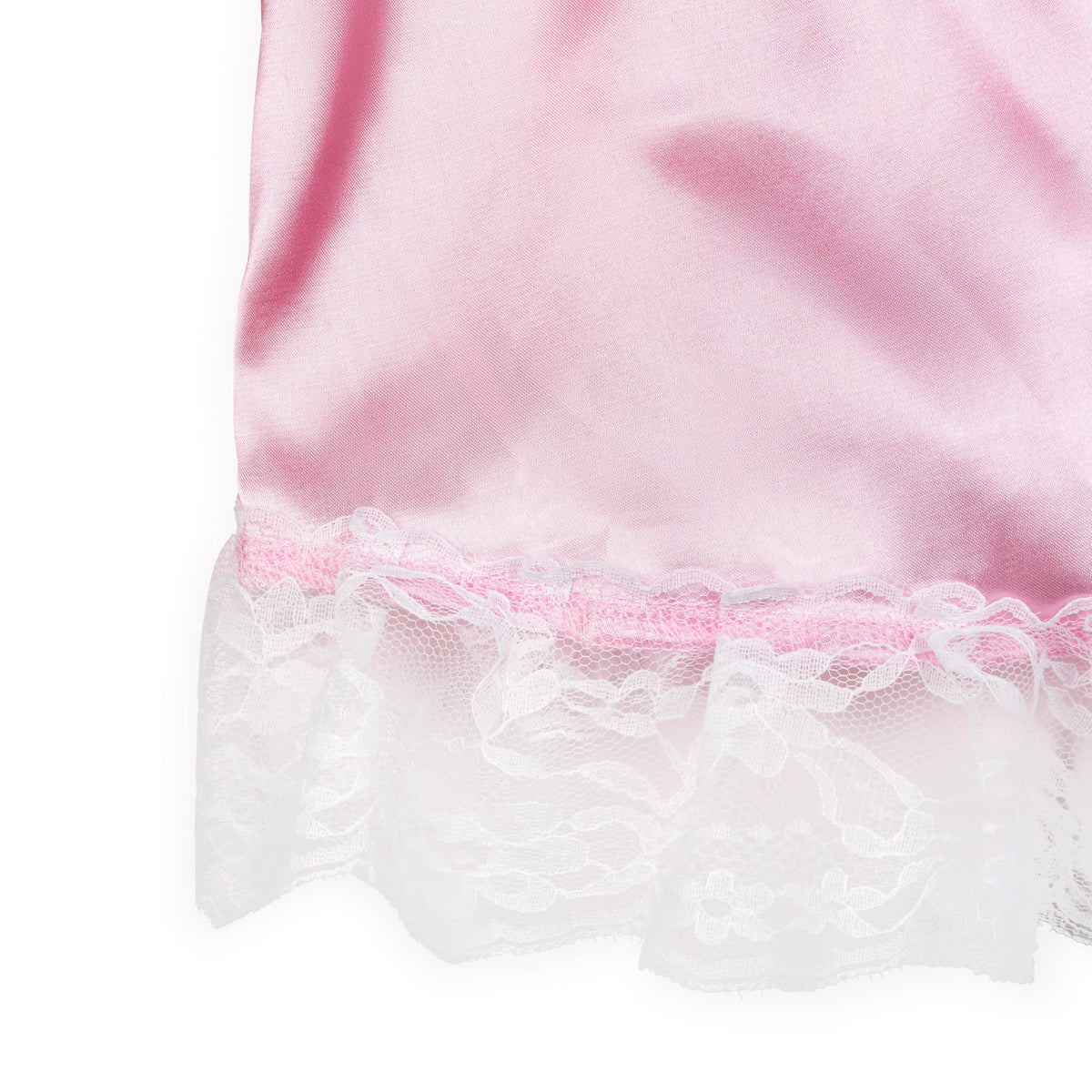 Satini Sissy Satin Nachthemd Maid Spitze Rüschen Dessous, Zartrosa, S