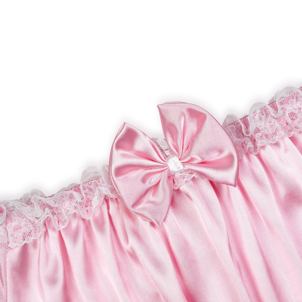Satini Sissy Satin Nachthemd Maid Spitze Rüschen Dessous, Zartrosa, S