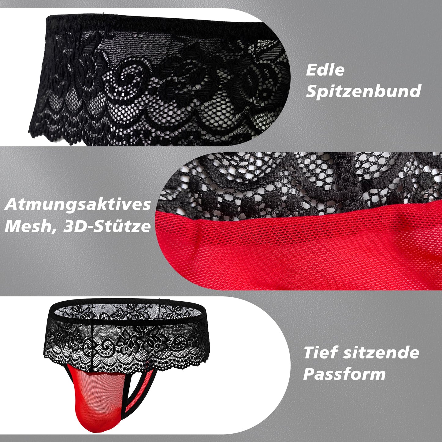 Sissy - Spitze Mesh Thong  Schwarze Spitze