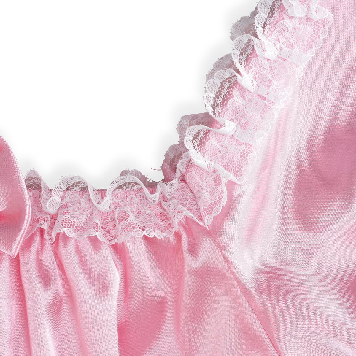 Satini Sissy Satin Nachthemd Maid Spitze Rüschen Dessous, Zartrosa, S