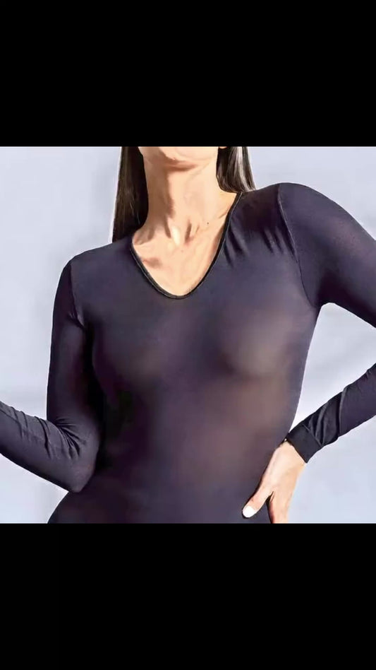 Halbtransparentes Shirt V-Ausschnitt